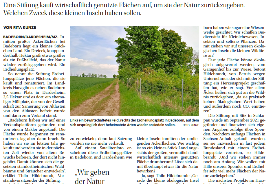 Artikelvorschau des Presseartikels der mitteldeutschen Zeitung im Mai 2024