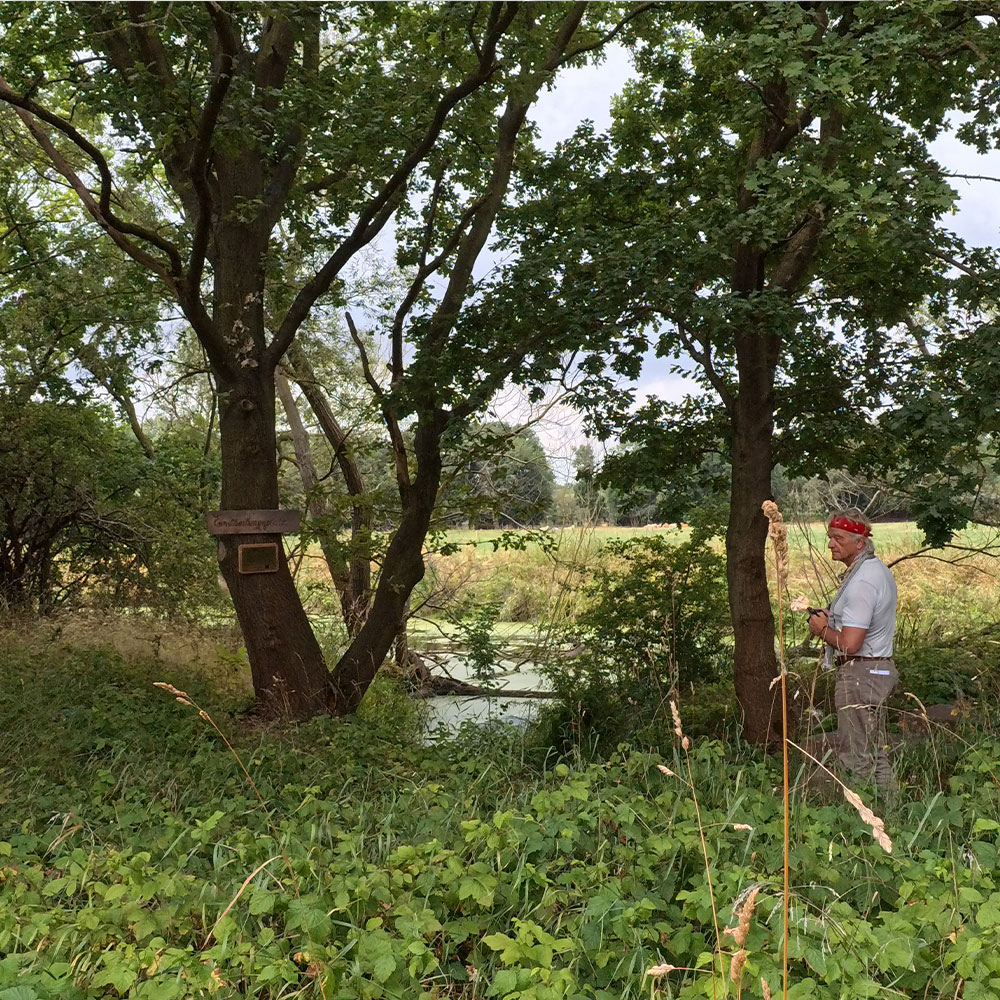 Gründer Tilo am Erdheilungsplatz Wallendorf Wald im Juli 2025